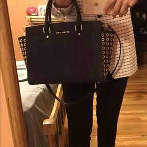 $428 Michael Kors Selma Grommet Leather Satchel